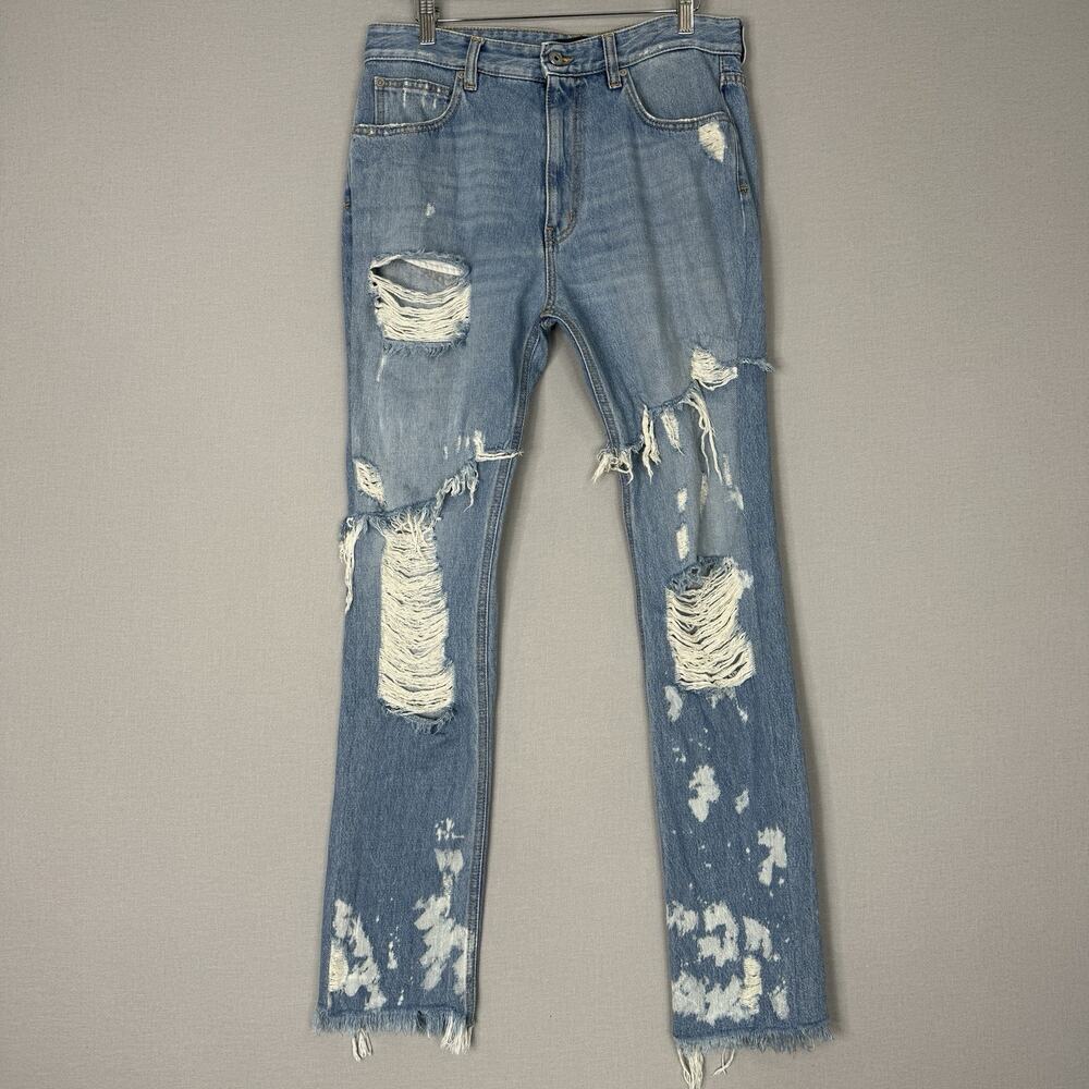 Just Cavalli Womens Jeans 32 Blue Washed Ripped Straight‎ Distressed Streetwear